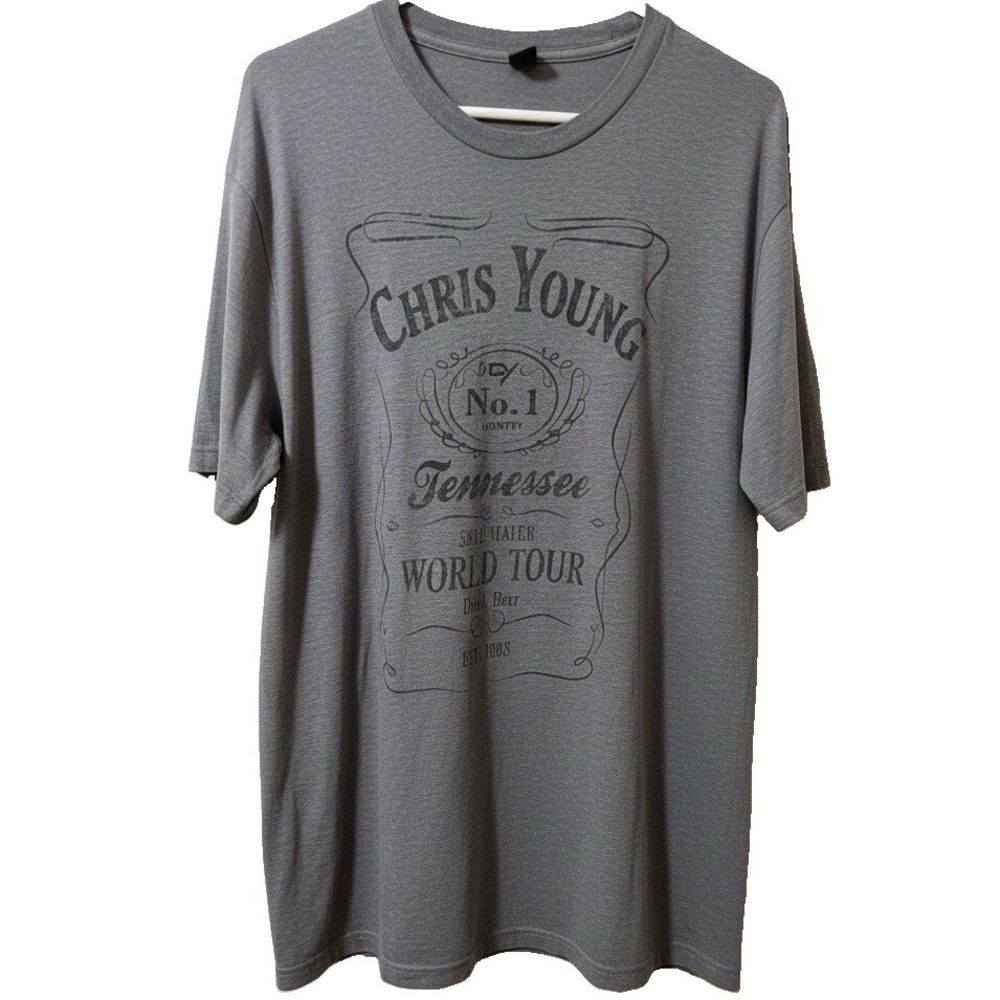 Chris Young 2018 World Tour Save Water Drink Beer T Shirt Gray XXL